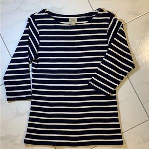 Navy & White knit top by LL Bean, size Small